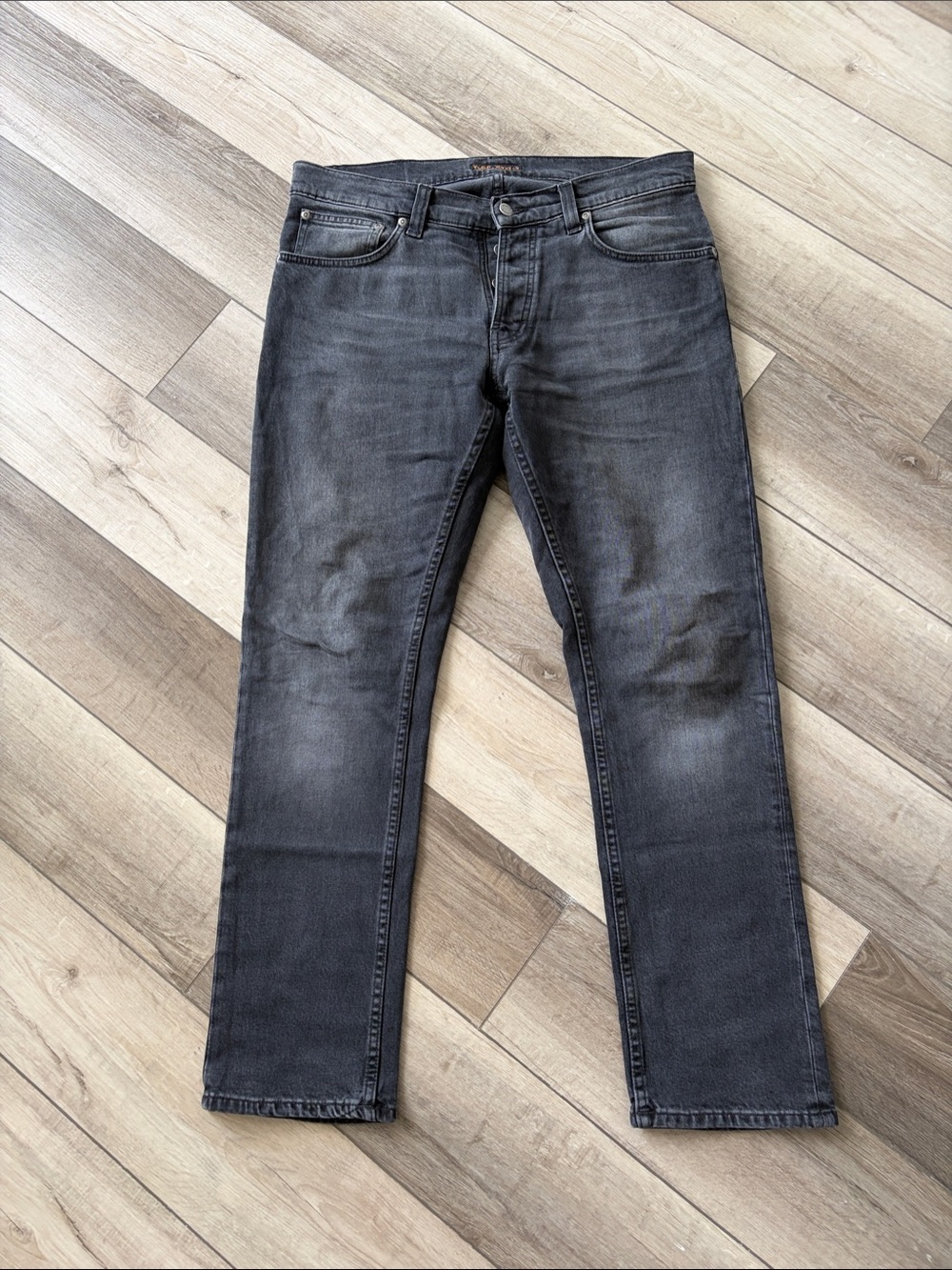 Nudie Jeans Men's Slim Straight Charcoal Grey Denim